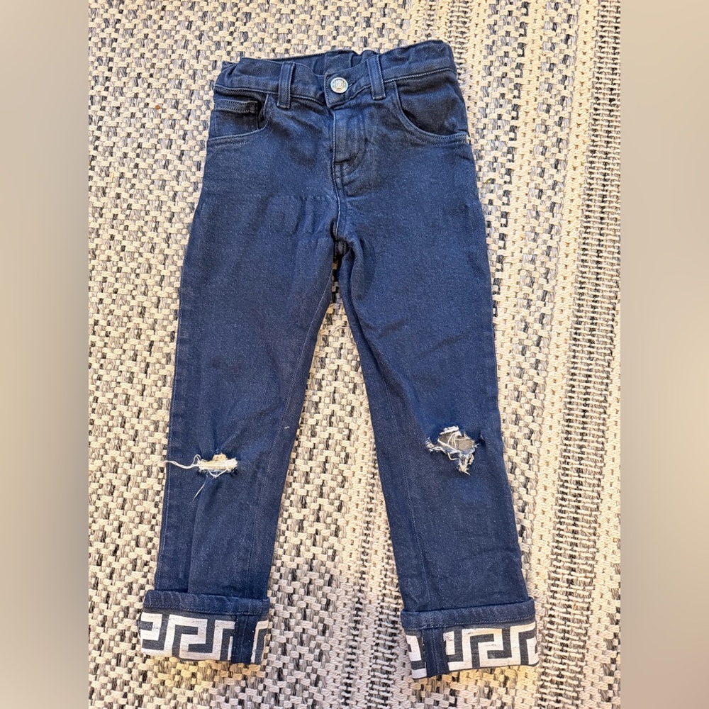 Kids Versace Teen Greco-print Straight Jeans
In Black